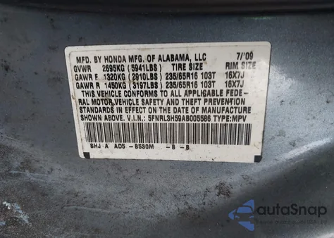 2010 Honda Odyssey Ex from USA, damaged, VIN 5FNRL3H59AB005586